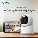 Eufy Indoor Cam E30 - 4K UHD Security Camera with 360° Pan-Tilt, Color Night Vision, AI Detection, and HomeKit Compatibility