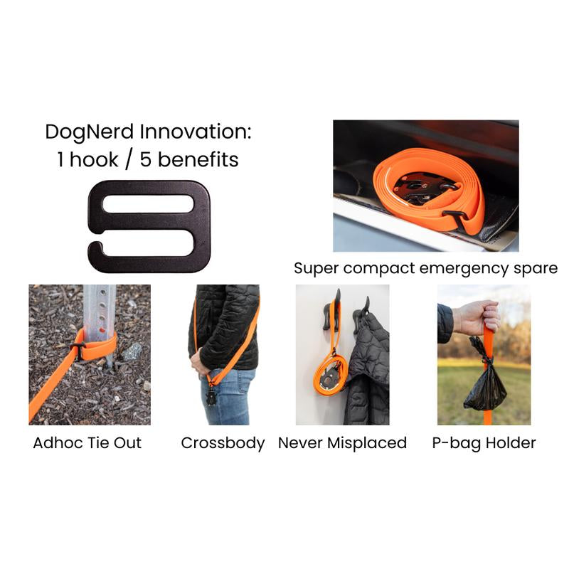 Dognerd 6-Foot Tactical Silicone Dog Leash with Aluminum Quick Release Carabiner - Durable Design for Large Dogs Ideal for Walking, Hiking, and Jogging