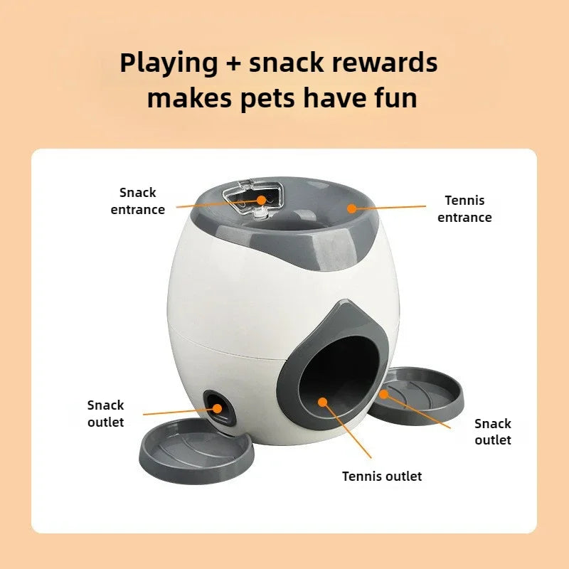Automatic Tennis Ball Launcher for Dogs - Interactive Training Tool and Snack Reward Dispenser for Enhanced Canine Engagement and Well-being