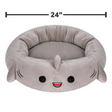 Indulge Your Pet with the 24-Inch Ultra Soft Gray Shark Plush Bed – Perfect for Dogs and Cats