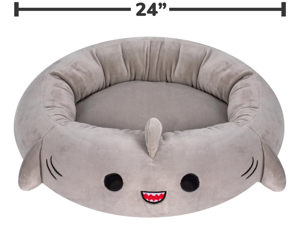 Indulge Your Pet with the 24-Inch Ultra Soft Gray Shark Plush Bed – Perfect for Dogs and Cats
