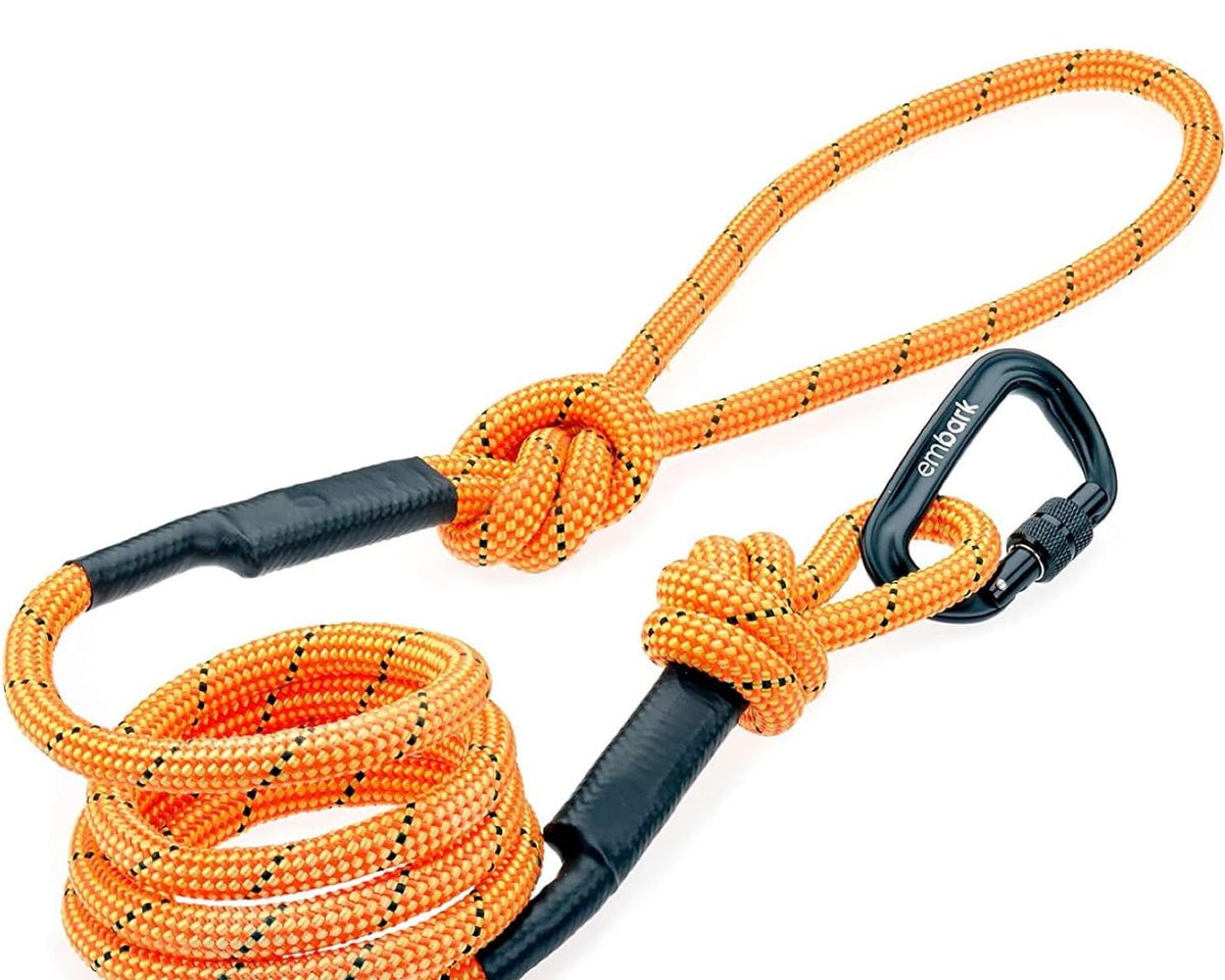 Embark Adventure Pro Leash - 6Ft Heavy-Duty Nylon Dog Leash with Climbing Rope & Carabiner for All Breeds