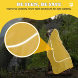 Adjustable Dog Raincoat with Clear Hood and Reflective Strips for Large, Medium, and Small Dogs - Yellow, Size L