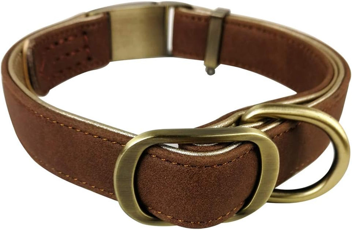 Basic Classic Luxury Padded Leather Dog and Cats Collar,