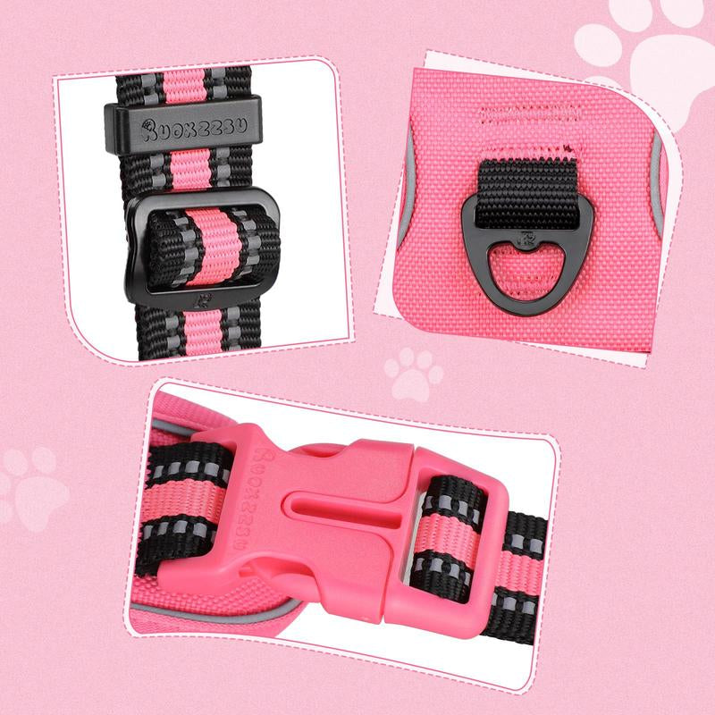 No Pull Dog Harness & Leash Set (2 Counts/Set), Escape Proof Reflective Adjustable Pet Vest Tools, Soft Padded Pet Collars Harness with Handle for Small to Large Dogs, Dog Accessories Tools, Harness Straps Studs