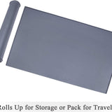 Large Waterproof Non-Slip Silicone Feeding Mat for Dogs and Cats with Raised Edge, Anti-Mess Placemat for Food and Water, Grey (24