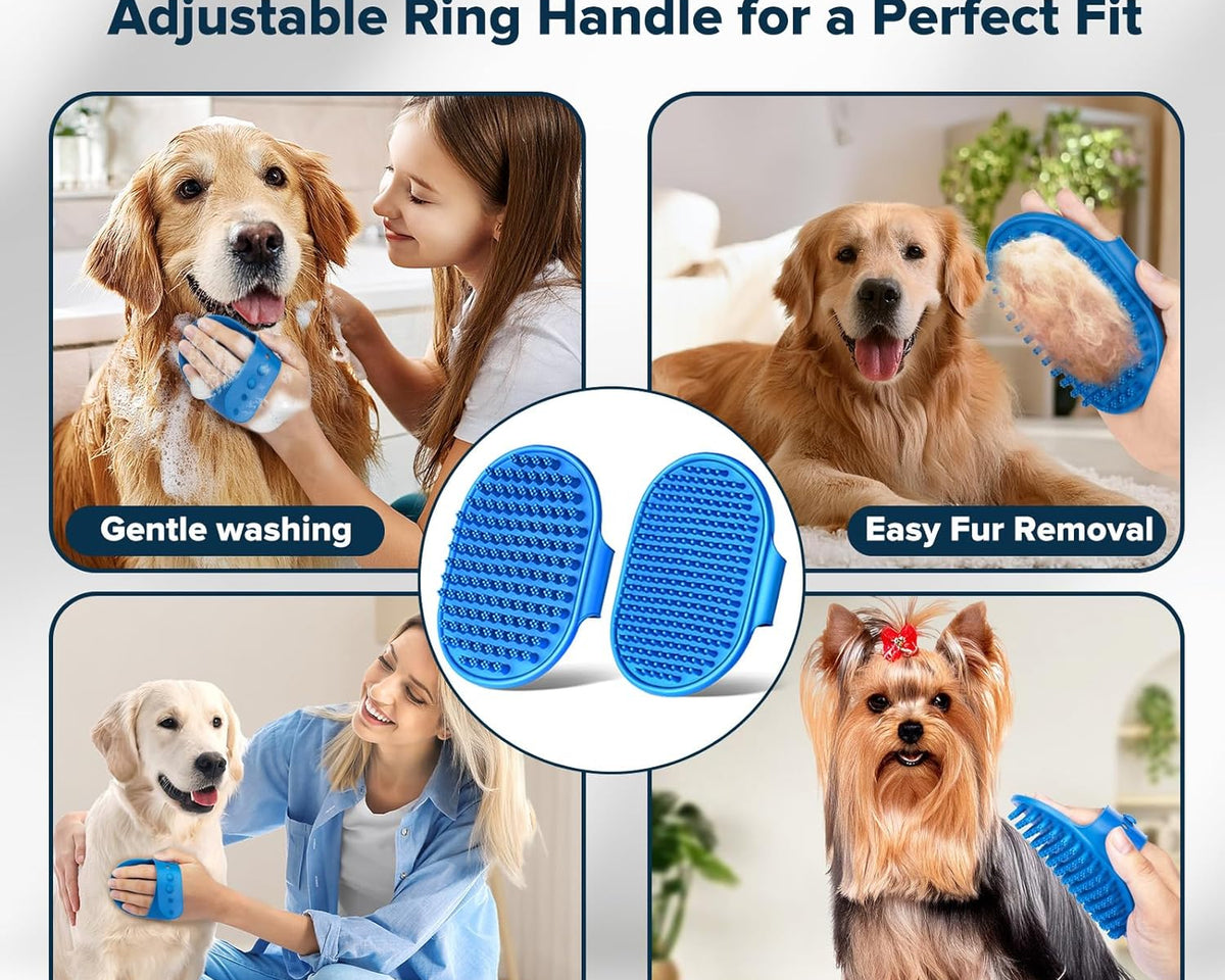 6PCS Pet Grooming Kit for Dogs,Cats and Horses | Dog Washing Gloves | Dog Bath Brush | Dog Bath Gloves | Dog Shampoo Brush | Pet Grooming Gloves | Dog Bath Supplies (Navy Blue)