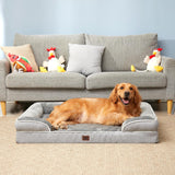 Orthopedic Dog Beds for Extra Large Dogs 44X32Inch, Waterproof Memory Foam XL Pet Bed with Sides, Non-Slip and Egg-Crate Foam Big Dog Couch Bed with Washable Removable Cover, Grey