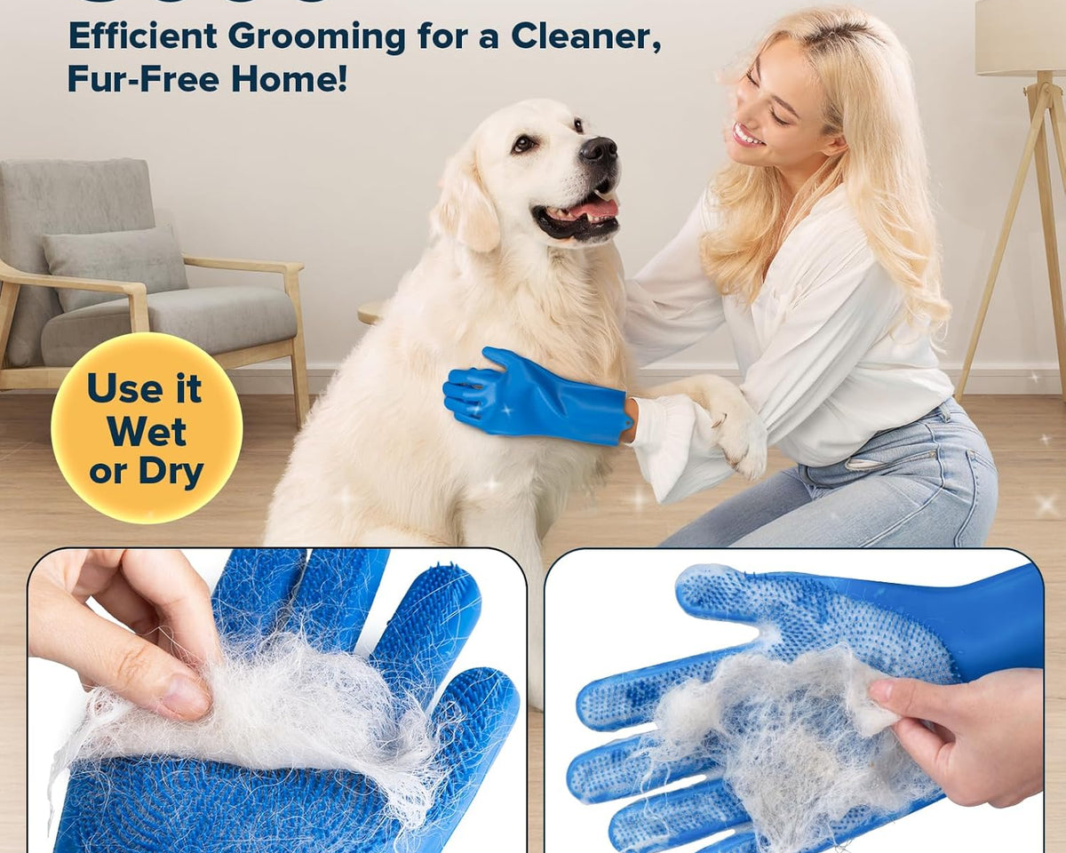 6PCS Pet Grooming Kit for Dogs,Cats and Horses | Dog Washing Gloves | Dog Bath Brush | Dog Bath Gloves | Dog Shampoo Brush | Pet Grooming Gloves | Dog Bath Supplies (Navy Blue)
