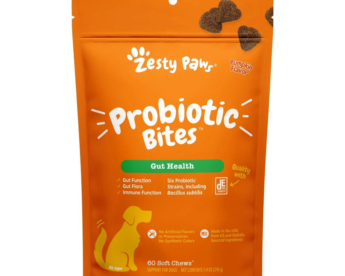 Delicious Pumpkin Flavor Probiotic Bites for Dogs - 3 Pack, 60 Count