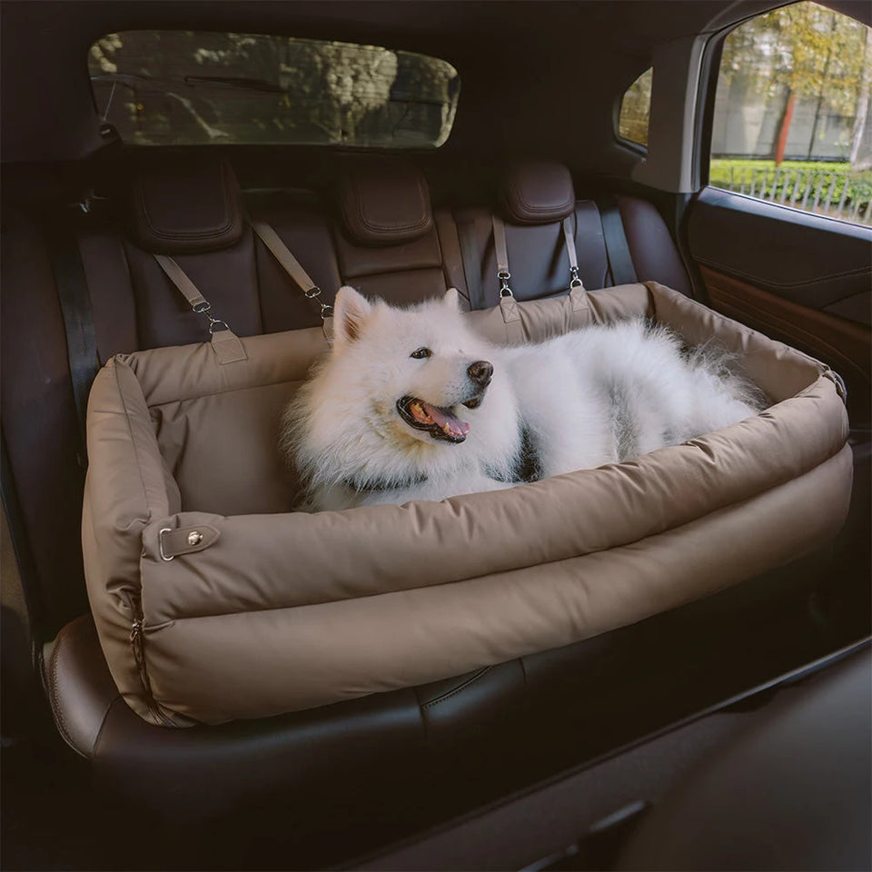 Luxury Faux Leather Pet Booster Car Seat - Comfortable Dog & Cat Travel Bed for Safe Outings