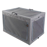 Petsfit Large Dog Crate - Adjustable Soft Kennel with Chew-Proof Mesh Windows & Thick Mat for Indoor & Outdoor Travel - Stylish Grey Design