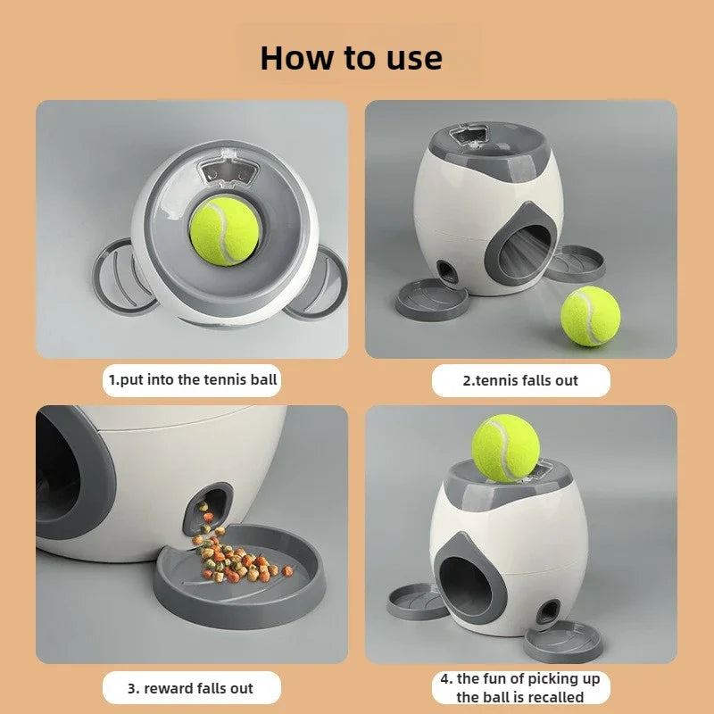 Automatic Tennis Ball Launcher for Dogs - Interactive Training Tool and Snack Reward Dispenser for Enhanced Canine Engagement and Well-being