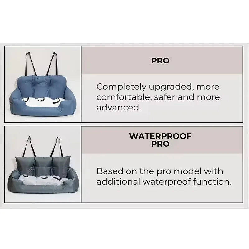 Premium Waterproof Dog Car Seat & Bed - Portable Travel Pet Carrier for Backseat