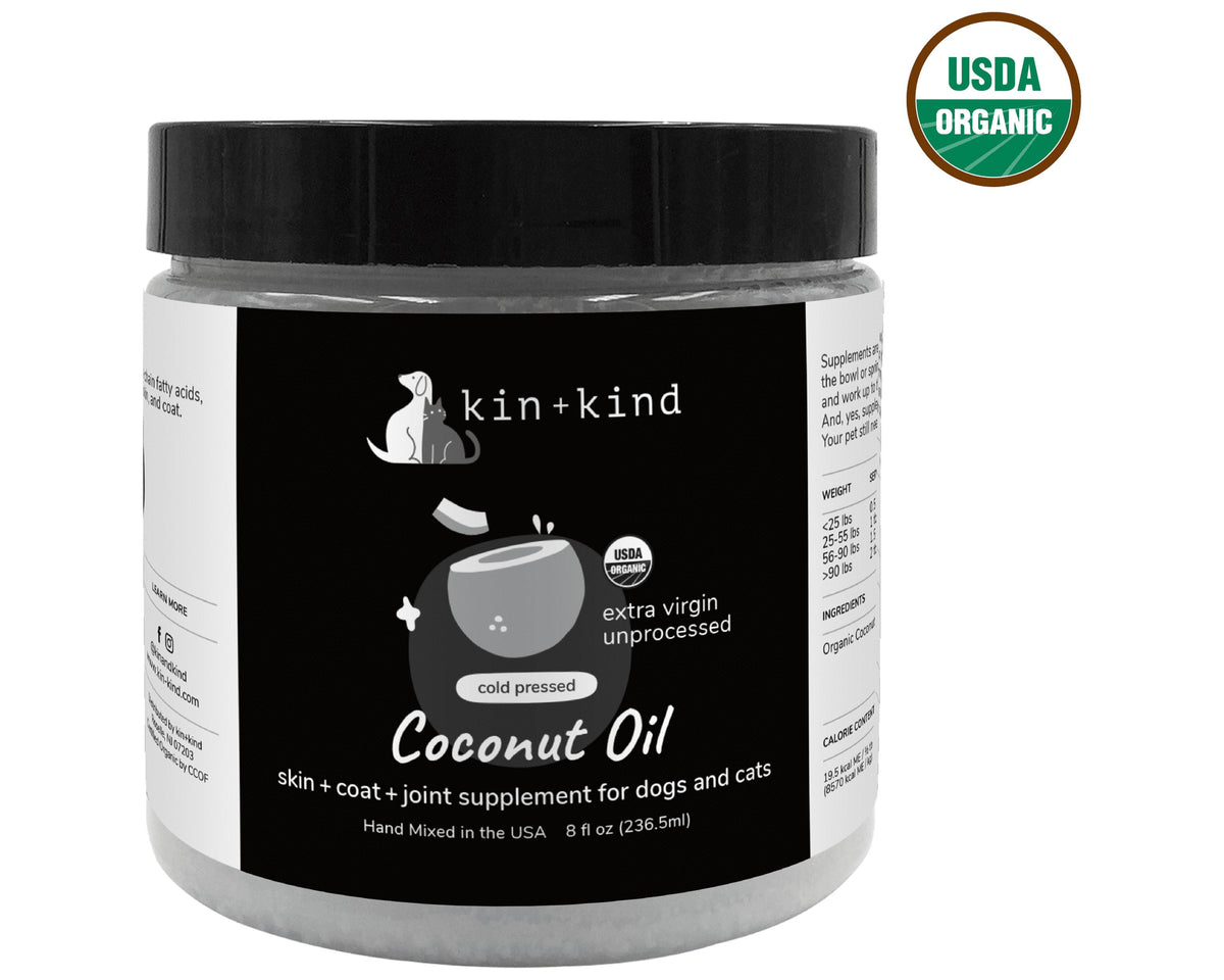 Premium Organic Coconut Oil Pet Supplement for Dogs & Cats - Natural Skin & Coat Care, Soothes Itchy Skin & Dry Noses - Cold Pressed Extra Virgin - Made in the USA