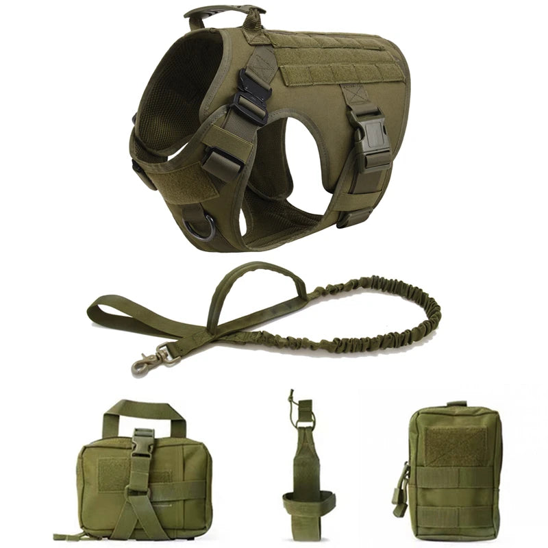 Tactical Military Vest Pet German Shepherd Golden Retriever Tactical Training Dog Harness and Leash Set for All Breeds Dogs