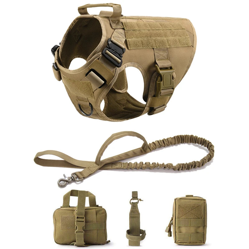 Tactical Military Vest Pet German Shepherd Golden Retriever Tactical Training Dog Harness and Leash Set for All Breeds Dogs