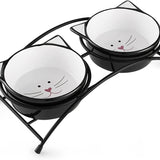 Elevated Ceramic Pet Bowls for Food and Water, 12 Ounces, Dishwasher Safe, Suitable for Cats and Small Dogs