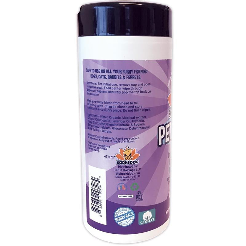 Bodhi Dog Pet Grooming Wipes - 60 Thick Cloths Infused with Lavender and Organic Aloe Vera, Paraben and SLS Free