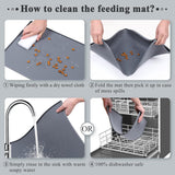 Large Waterproof Non-Slip Silicone Feeding Mat for Dogs and Cats with Raised Edge, Anti-Mess Placemat for Food and Water, Grey (24