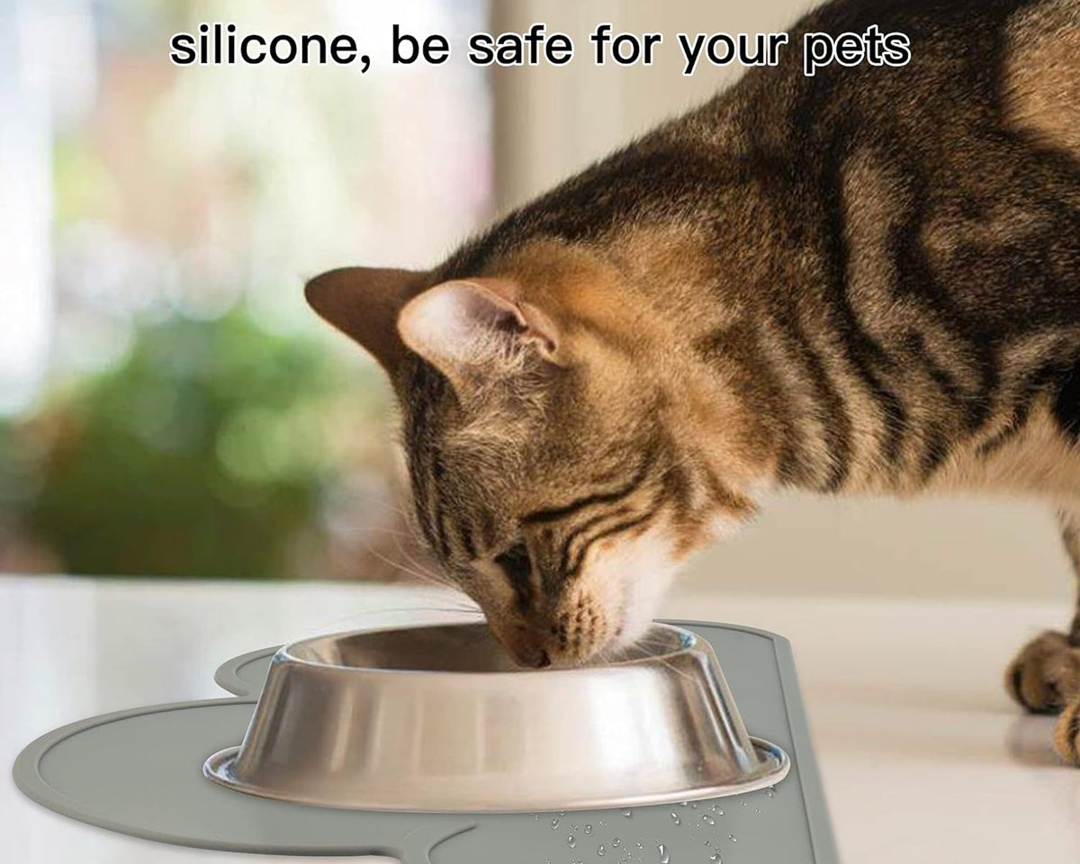 Premium Non-Slip Waterproof Silicone Pet Feeding Mat for Dogs and Cats (Dark Gray)