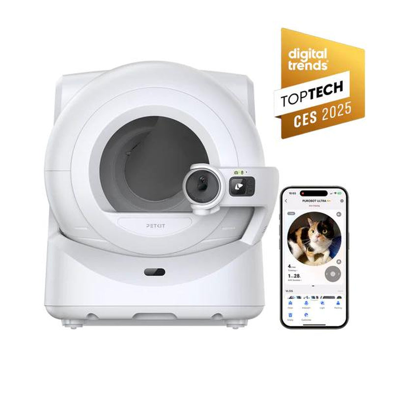PETKIT Purobot Ultra Automatic Cat Litter Box with Integrated Camera, Odorless Self-Cleaning Design, AI-Powered Cat Face Recognition, Extra Large Capacity for Multiple Cats, Xsecure/App Control