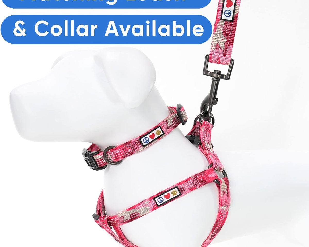 Adjustable Pink Camouflage Dog Harness - Step-In Reflective Vest for Large Dogs, Puppies & Seniors