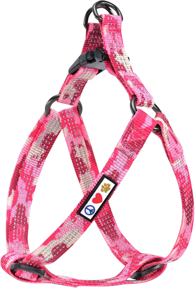 Adjustable Pink Camouflage Dog Harness - Step-In Reflective Vest for Large Dogs, Puppies & Seniors