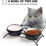 Elevated Ceramic Pet Bowls for Food and Water, 12 Ounces, Dishwasher Safe, Suitable for Cats and Small Dogs