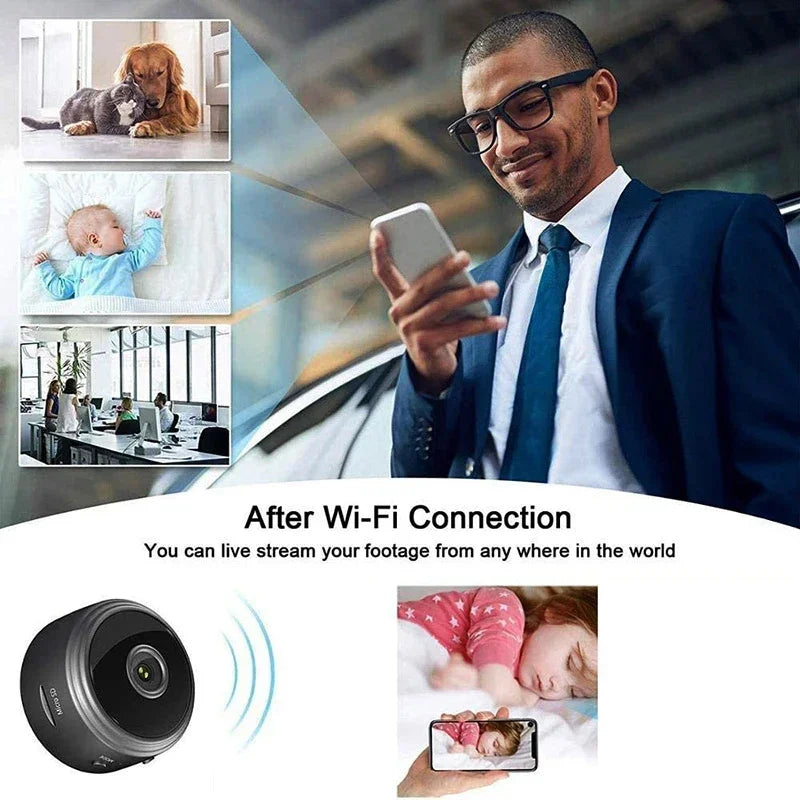 1080P HD Mini Wifi Camera with Night Vision - Perfect for Home Security, Kids & Pet Monitoring!