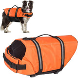 Premium Adjustable Dog Life Jacket - Reflective Safety Vest for All Sizes (Orange, Size L)