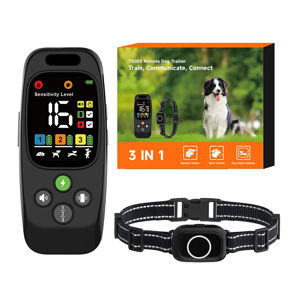 Ultimate 1000m Multifunctional Dog Training Anti-Barking Collar with Biphasic Communication Display
