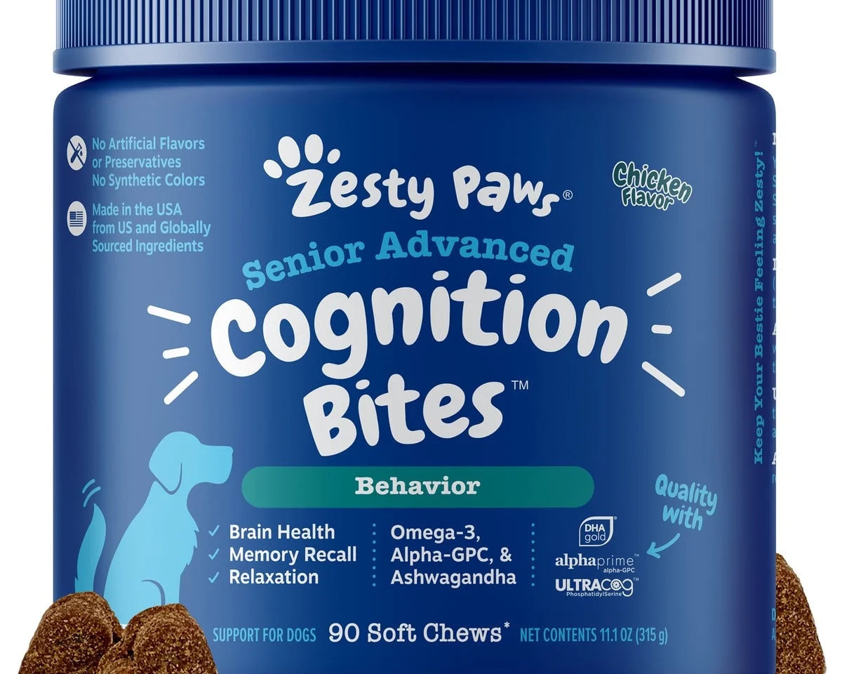 Senior Advanced Cognition Bites for Dogs - Chicken Flavor, 90 Count - Boost Brain Health & Memory Recall