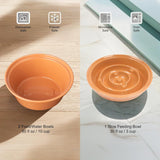 Elevated Dog Bowl Stand with Large Ceramic Bowls - Premium Pet Feeding Station for Medium to Large Breeds (Almond)