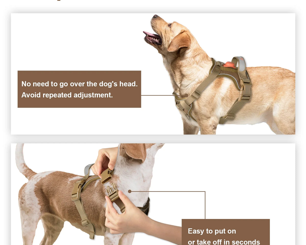 No Pull Adjustable Dog Harness for Large Breeds - Reflective Vest with Handle