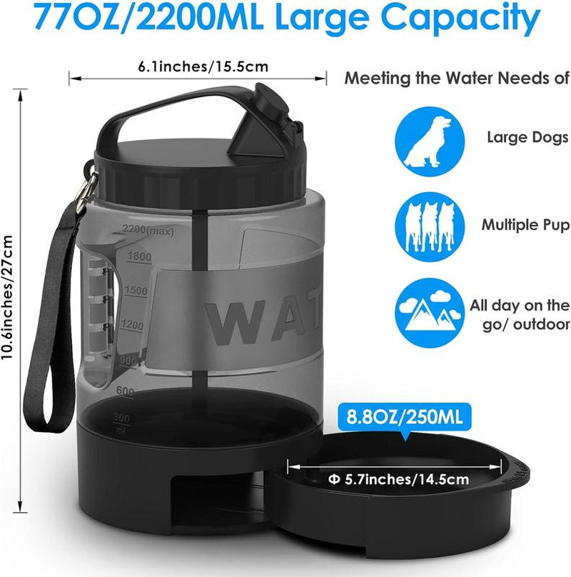 Dog Travel Water Bottle with Pull-Out Drinking Bowl