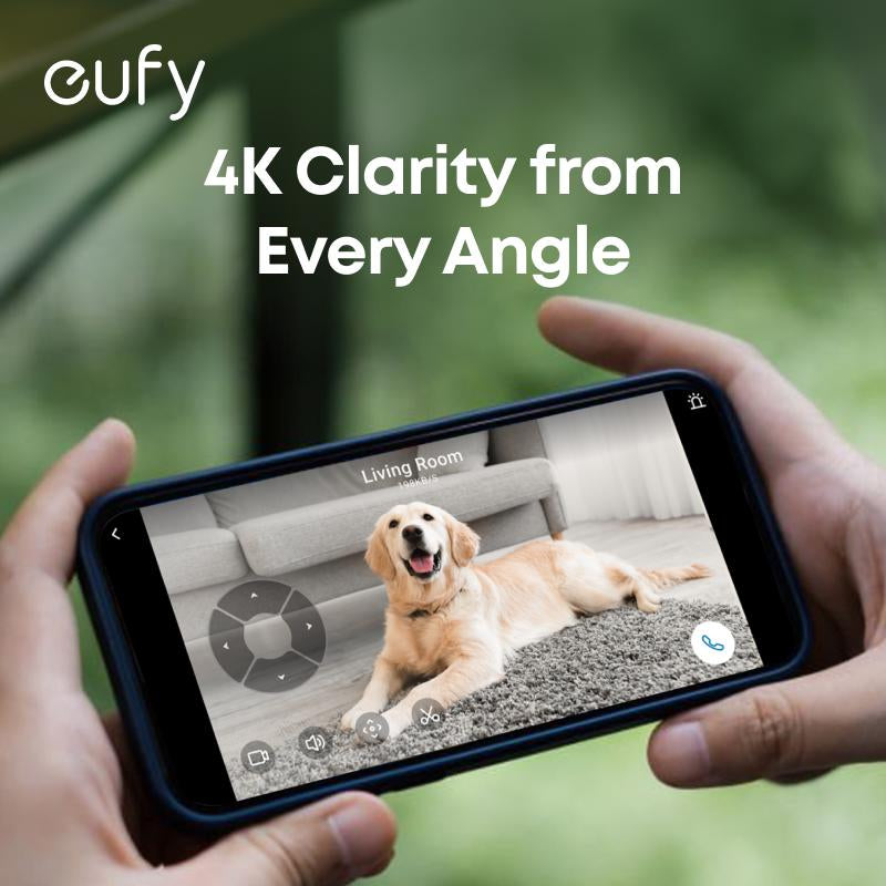 Eufy Indoor Cam E30 - 4K UHD Security Camera with 360° Pan-Tilt, Color Night Vision, AI Detection, and HomeKit Compatibility