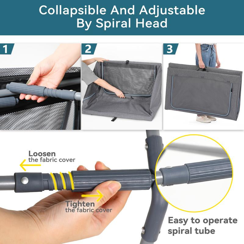 Petsfit Large Dog Crate - Adjustable Soft Kennel with Chew-Proof Mesh Windows & Thick Mat for Indoor & Outdoor Travel - Stylish Grey Design