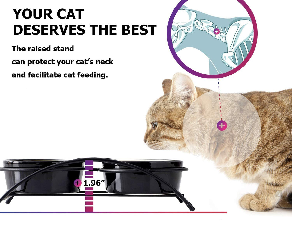 Elevated Ceramic Pet Bowls for Food and Water, 12 Ounces, Dishwasher Safe, Suitable for Cats and Small Dogs