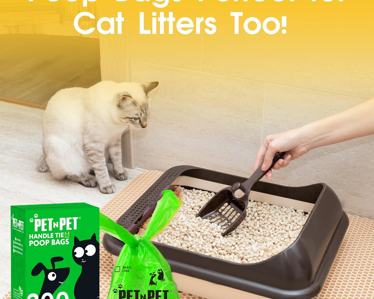 200-Count Eco-Friendly Unscented Dog Waste Bags with Tie Handles, Made from 38% Plant-Based Material, Extra-Thick and Durable