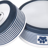 Paw & Patch Nautical Blue Small Ceramic Pet Bowl for Dogs and Cats - 4.25