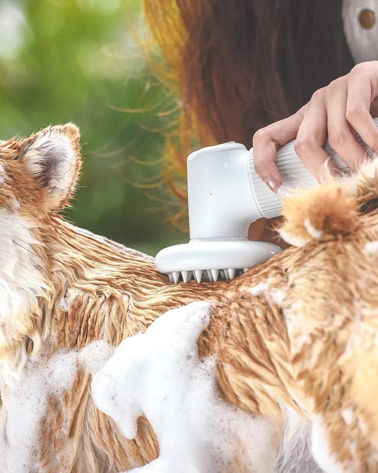 FUR-EVER CLEAN: Automatic Foaming Soap Dispenser & Dog Bath Brush Combo for Effortless Grooming