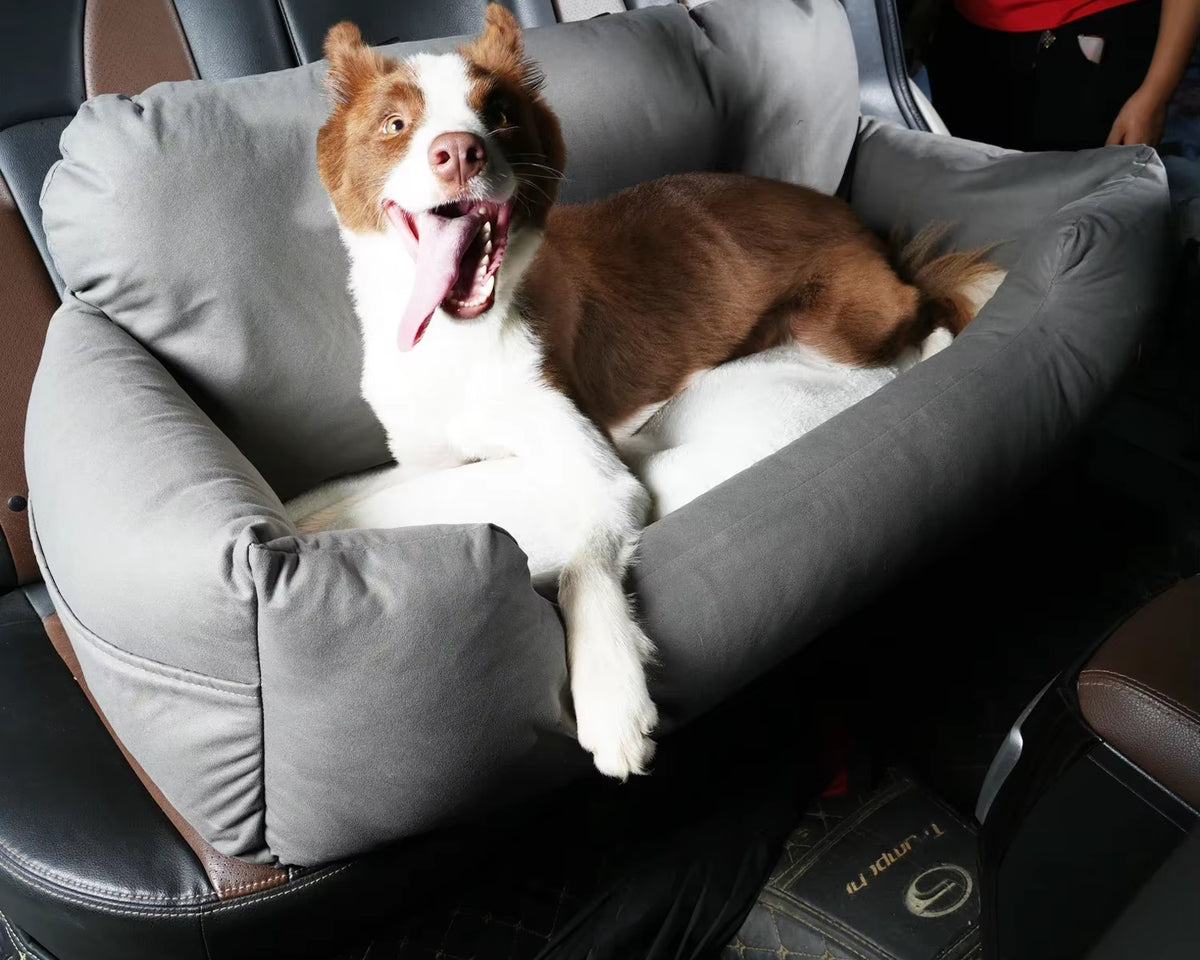 Ultimate Travel Bolster Car Seat Bed for Dogs & Cats - Safe & Comfortable Pet Carrier with Backseat Cover