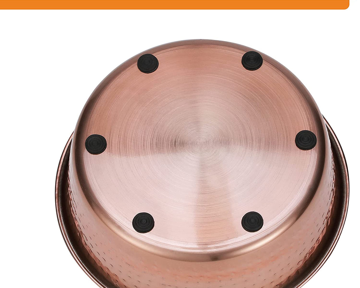 Hammered Decorative Designer Bowls - Premium Luxury Pet Dishes for Dogs and Cats (Small, Copper)
