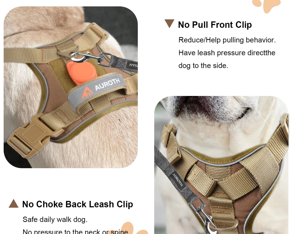 No Pull Adjustable Dog Harness for Large Breeds - Reflective Vest with Handle