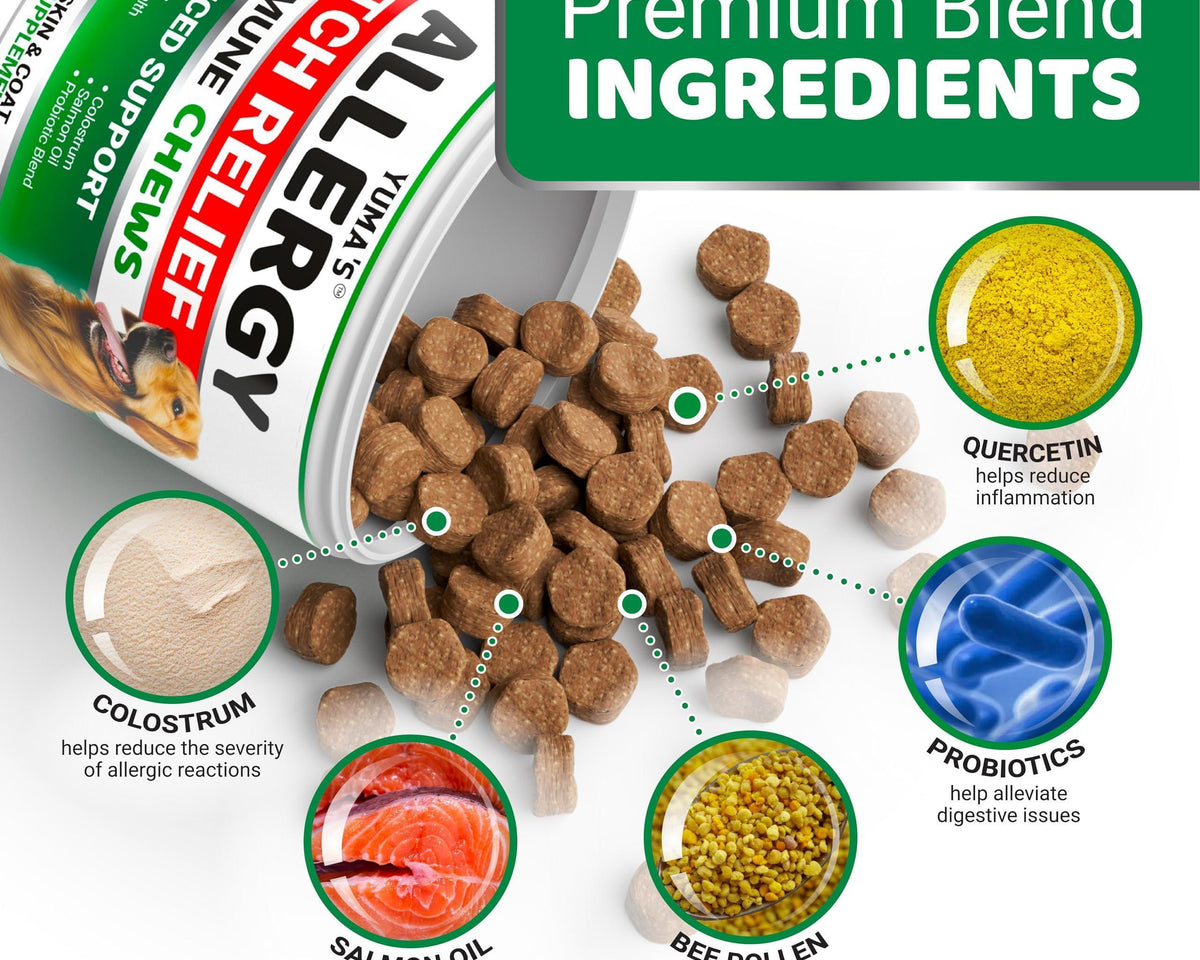 All-Natural Dog Allergy Relief Chews – 170 Delicious Treats for Soothing Itch Relief