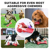 Indestructible Dog Chew Toys for Aggressive Chewers - Tough Teething Toys for Large Breeds, Natural Rubber Interactive Toys for Pet Teeth Cleaning and Boredom Relief