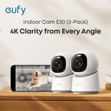 Eufy Indoor Cam E30 - 4K UHD Security Camera with 360° Pan-Tilt, Color Night Vision, AI Detection, and HomeKit Compatibility