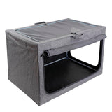 Petsfit Large Dog Crate - Adjustable Soft Kennel with Chew-Proof Mesh Windows & Thick Mat for Indoor & Outdoor Travel - Stylish Grey Design