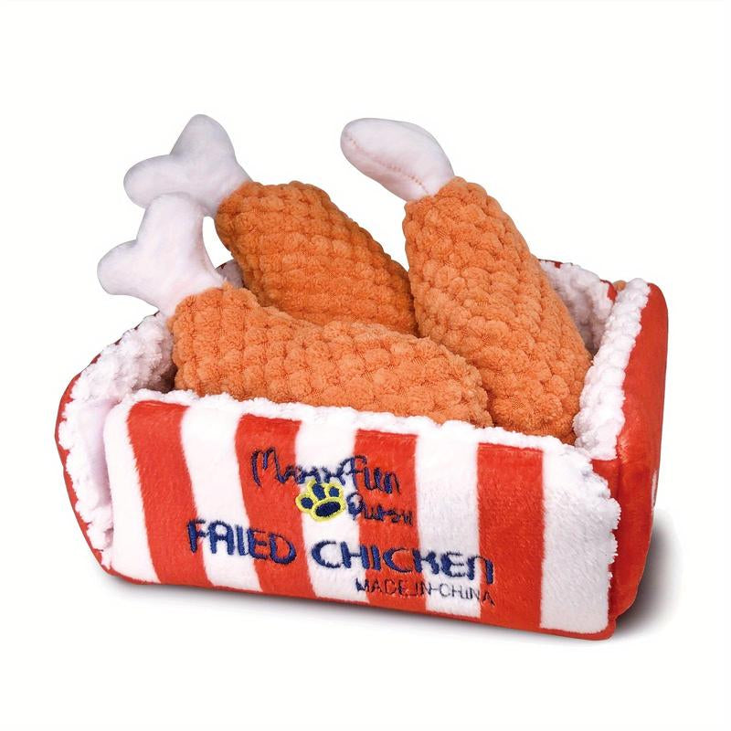 Interactive Fried Chicken Plush Toy for Dogs - Squeaky Treat Puzzle Game for Medium to Large Breeds, Perfect Valentine's Day Gift!